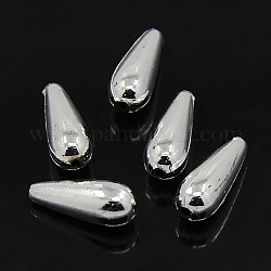 Plating Plastic Acrylic Teardrop Beads, Silver Plated, 20x8mm, Hole: 2mm, about 750pcs/pound