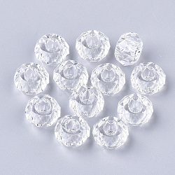 Transparent Resin Beads, Large Hole Beads, Faceted, Rondelle, Clear, 14x8mm, Hole: 5.5mm