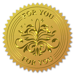 Autocollants en relief auto-adhésifs en feuille d'or, autocollant de décoration de médaille, motif de fleur, 5x5 cm