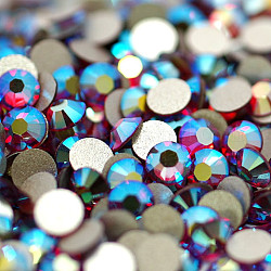 Perle en verre de dos plat, Grade a, dos plaqué, facette, couleur ab , demi-rond, fuchsia, ss16, 3.8~4.0mm, 1440 pcs /sachet 