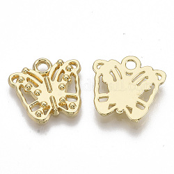 Alloy Pendants, Filigree Joiners Findings, Butterfly, Light Gold, 15.5x16x2mm, Hole: 2mm