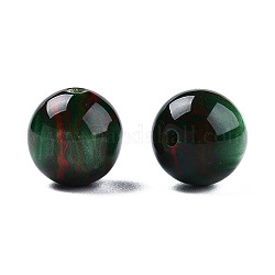 Perles en résine, pierre d'imitation, ronde, vert de mer, 12x11.5mm, Trou: 1.5~3mm