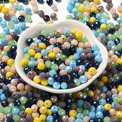 Glass Beads, Faceted, Rondelle, Sky Blue, 6x5mm, Hole: 1mm, about 280pcs/60g