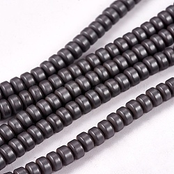 Style matte perles d'hématite synthétique non magnétique dépoli brins, perles heishi, Plat rond / disque, noir, 3x1.5mm, Trou: 1mm, Environ 200 pcs/chapelet, 15.7 pouce