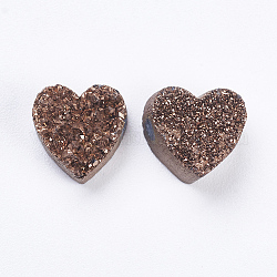 Branelli di agata naturale di druzy dell'elettrodo, cuore, bronzo antico placcato, 9~10x9~10x5~7mm, Foro: 1~2 mm