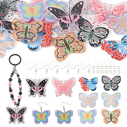 Pandahall DIY Butterfly Earring Making Kit, Including Acrylic Pendants, Brass Earring Hooks & Jump Rings, Mixed Color, 56Pcs/box