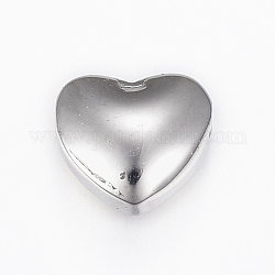 Abalorios de 304 acero inoxidable, corazón, color acero inoxidable, 9x10x5.5mm, agujero: 2 mm