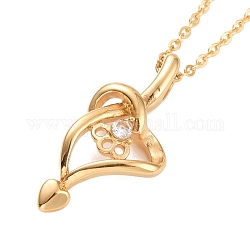 Placcatura sottovuoto 304 collana con ciondolo cuore in acciaio inossidabile con zirconi chiari da donna, oro, 18.50 pollice (47 cm)
