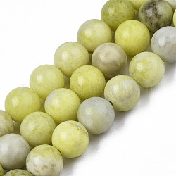 Naturelles jaune moutarde jaspe brins de perles, ronde, 8~8.5mm, Trou: 1mm, Environ 47 pcs/chapelet, 15.5 pouce