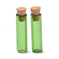 Ornamento di bottiglie di sughero in tubo di vetro, bottiglie vuote di vetro che desiderano, fiale fai da te per decorazioni pendenti, verde chiaro, 8x35mm