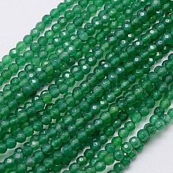 Natural Agate Beads Strand, Green Onyx, Faceted, Dyed, Round, Green, 4mm, Hole: 0.5mm
