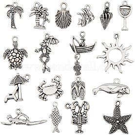 1 Box 72Pcs 12 Styles Silver Ocean Charms Hawaii Beach Charm Bulk Tibetan  Style Alloy Sea Turtle Sun Mermaid Charm for Jewelry Making Charms Bracelet  Necklace Earring Women DIY Craft 