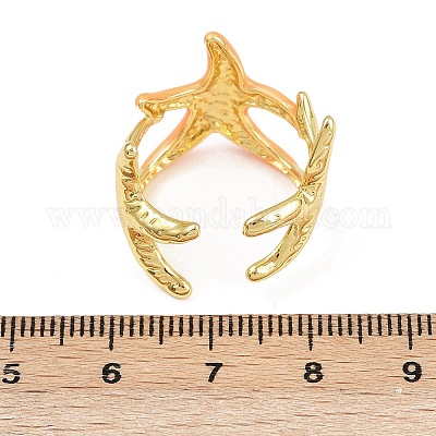 Латунные эмалевые регулируемые манжеты для женщин RJEW-G357-01A-1