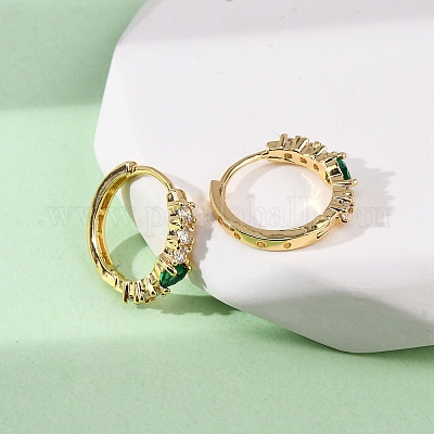 Серьги-кольца в форме слезы с микропаве из кубического циркония из латуни EJEW-S280-05G-1