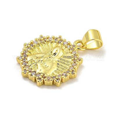 Подвески из латуни с микропаве из кубического циркония на тему Девы Марии KK-C074-23G-05-1