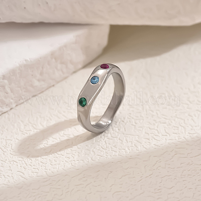 Латунные кольца с цирконием микро паве для женщин AJ0681-7-1