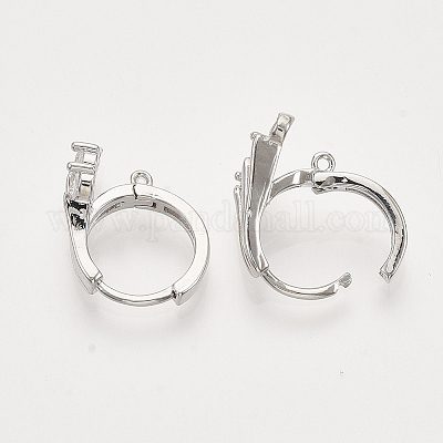 Латунные серьги-кольца из микро-паве с фианитами KK-T048-008P-NF-1