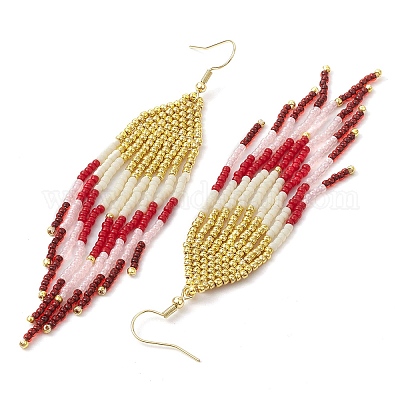 Серьги-подвески Toho с кисточкой и круглыми семенами в богемном стиле EJEW-MZ00153-1