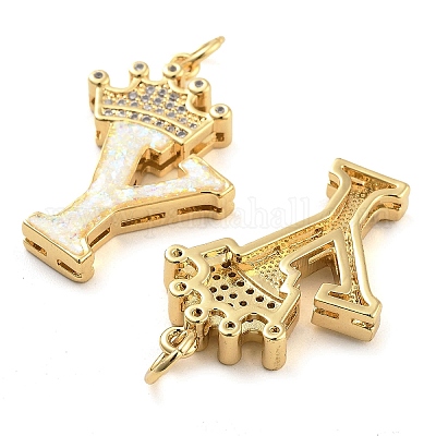 Латунные микропаве прозрачные подвески с фианитом KK-G498-01Y-02-1