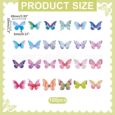 100 шт. 3D-наклейки для глаз из органзы в виде бабочки&nbsp;MRMJ-ME0001-06-1