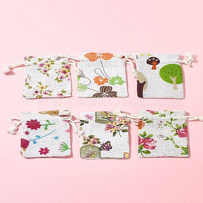 24 шт. 6-цветные мешочки из мешковины с цветочным принтом и животными ABAG-FS0001-13-1