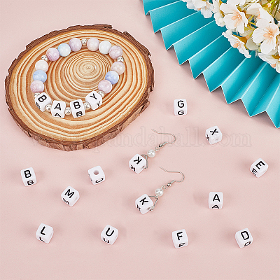 300 шт. акриловые европейские бусины с буквами OACR-SC0001-70B-1