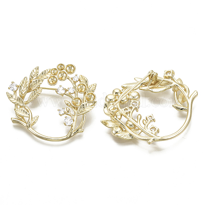 Брошь из латуни с прозрачным кубическим цирконием KK-R136-005-NF-1