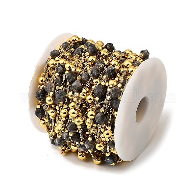 Цепочки из граненых круглых бусин из лабрадорита ручной работы CHC-F021-01G-04-1