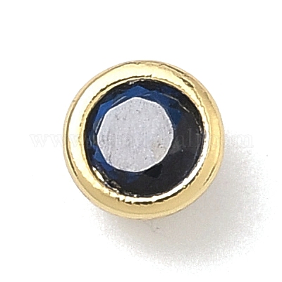 Плоские круглые латунные микропаве кабошоны из кубического циркония&nbsp;KK-P345-13G-A09-1