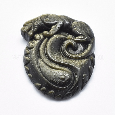 Натуральные золотистые обсидианные подвески&nbsp;G-P360-09-1