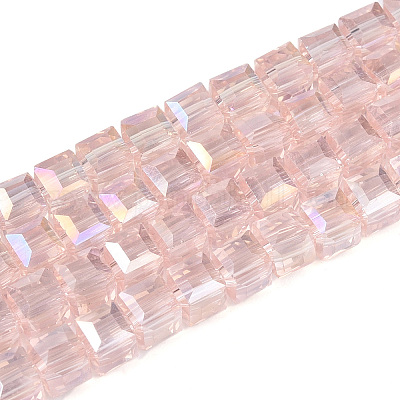 Стеклянные бусины с гальваническим покрытием  EGLA-D018-4x4mm-82-1