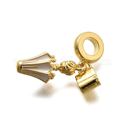 Латунные эмалевые европейские подвески для бадминтона KK-C087-11G-03-1