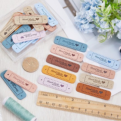 45 шт. 9-х цветные бирки из искусственной кожи DIY-GF0008-52-1