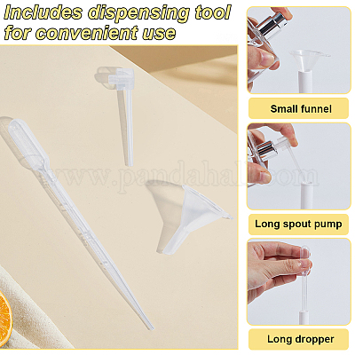 80 шт. пустой портативный пластиковый флакон для духов с распылителем с 2 шт. пластиковым насосом с 2 шт. мини-прозрачной пластиковой воронкой-бункером с 6 шт. одноразовыми пластиковыми капельницами AJEW-BC0007-50A-1