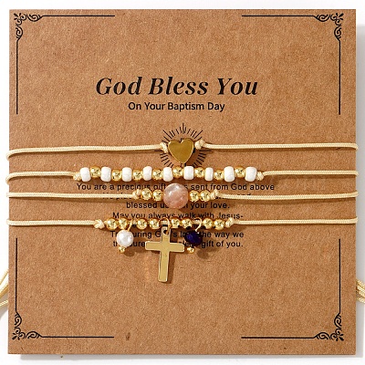 Плетеные браслеты из бисера в стиле бохо из латуни и искусственного жемчуга AF5105-2-1