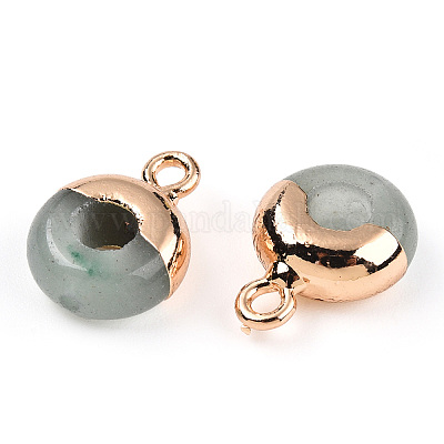 Натуральный зеленый авантюрин плоские круглые подвески/пончики G-I347-11-1