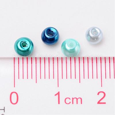 Карибские синий микс перламутровый стекла жемчужные бусины HY-X006-4mm-03-1