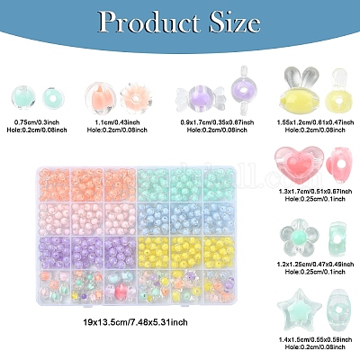 496шт 12 стиля прозрачные акриловые бусины OACR-YW0002-01-1