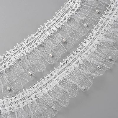 1 ярд полиэстеровых плиссированных кружевных лент OCOR-WH0090-010-1