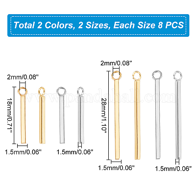 UNICRAFTALE Stainless Steel Charm Pendants Long Bar Shape Charms Smooth Metal Necklace DIY Pendant for Earrings Jewelry Making 304