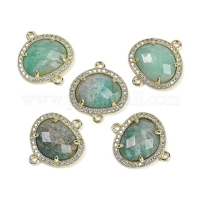 Звенья из натурального амазонита ограненные овальные G-B126-01G-17-1