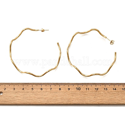 Волнистые серьги-гвоздики в форме буквы С из нержавеющей стали 304 EJEW-A129-02G-1