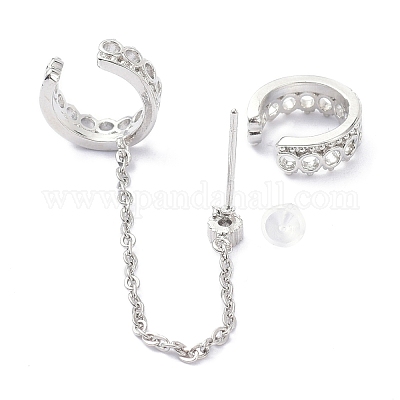 Асимметричные серьги с кубическим цирконием EJEW-K088-07P-1