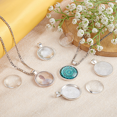 40шт набор для изготовления плоских круглых подвесок DIY-AR0001-30S-1