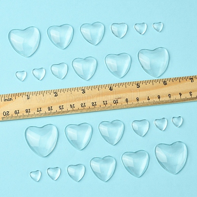 48 шт. 6 стиля прозрачных стеклянных кабошонов в форме сердца GGLA-FS0001-07-1