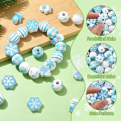 100 шт. 14 стиля Хэллоуин Рождество тематика деревянные европейские бусины WOOD-CJ0002-41-1