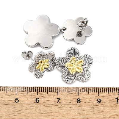 Серьги-гвоздики с цветком из латуни EJEW-H158-11GP-1