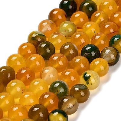 Окрашенные естественный агат бисер пряди G-G203-10F-10mm-1