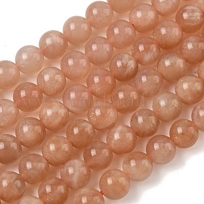Нити круглых бусин из натурального драгоценного камня солнечного камня G-E251-34-6mm-01-1
