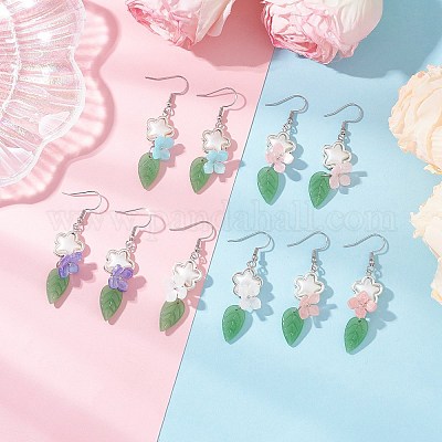 Серьги-подвески из нержавеющей стали 304 в стиле лэмпворк ручной работы EJEW-JE06430-1